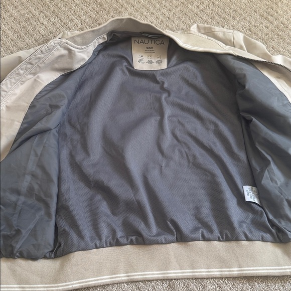 Nautica Beige Zip Up Bomber Jacket Men’s Casual Lightweight Coat - Picture 10 of 11